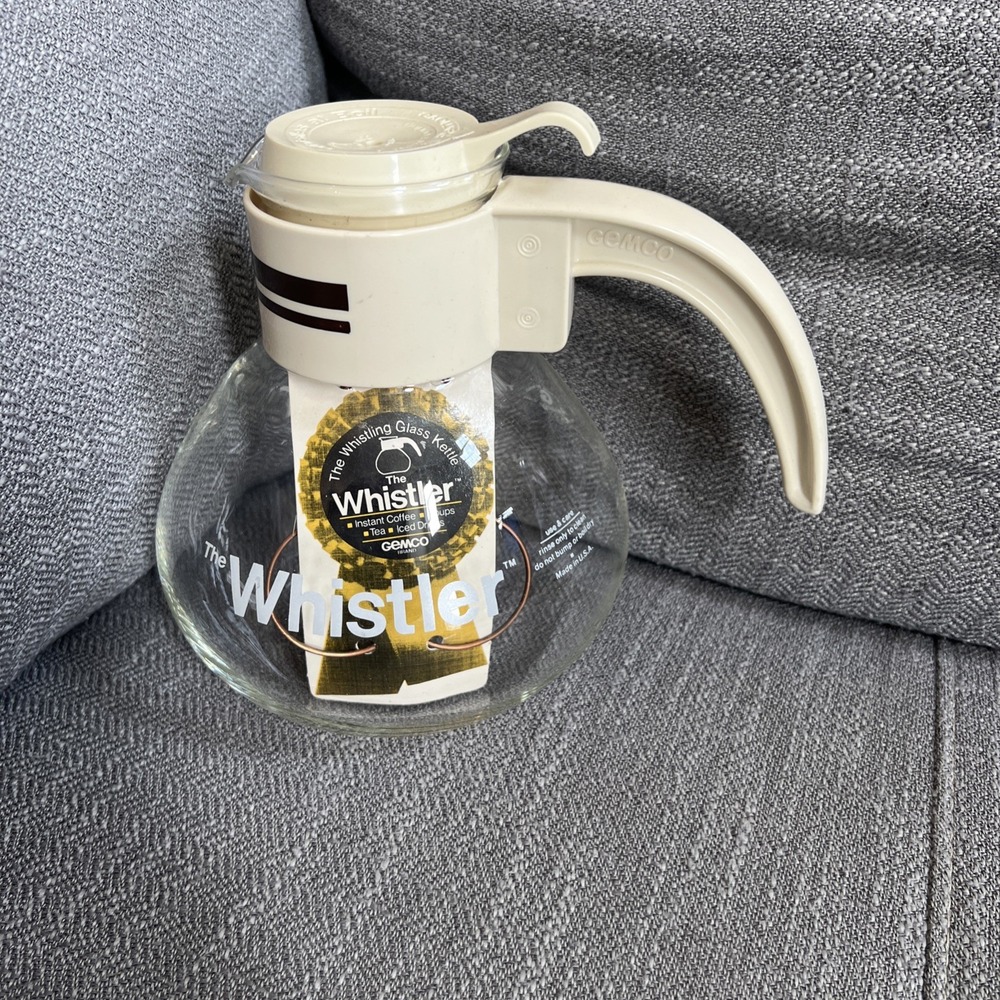 HTF Vintage Gemco The Whistler Glass Coffee Tea Pot Carafe 8 Cups Unused New